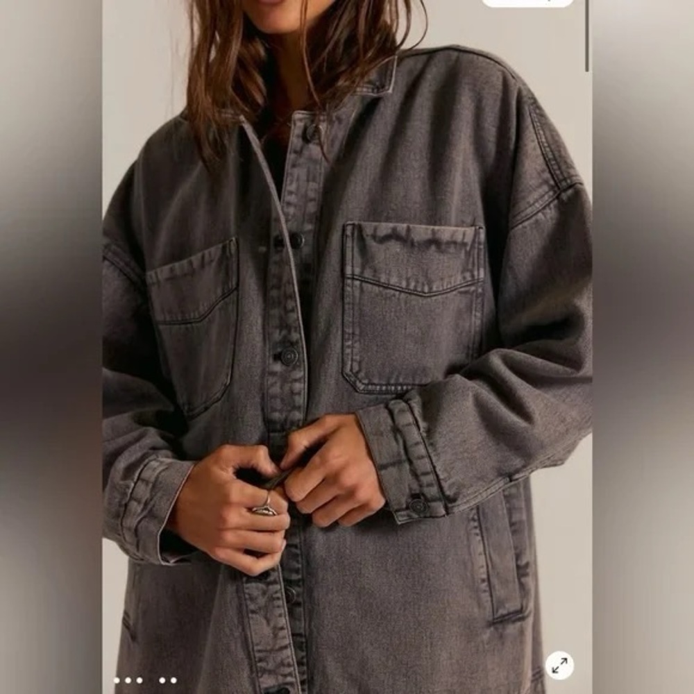 Free People Washed Black Jean Jacket